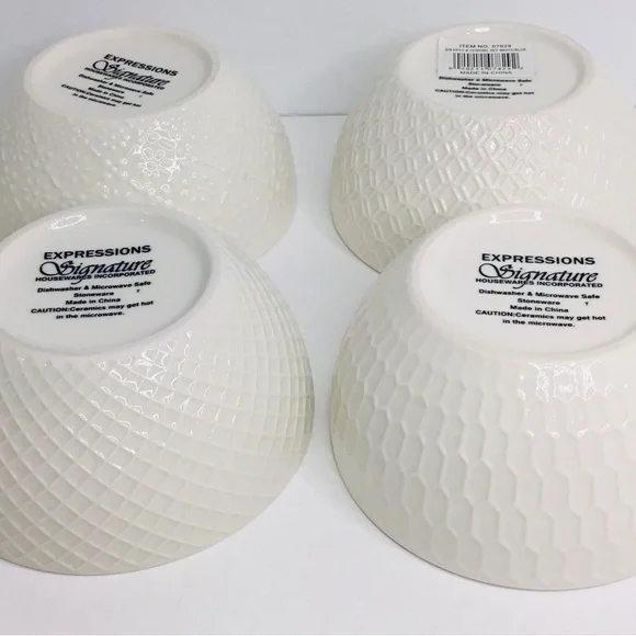 4 Signature International Shibori Tie Dye Cereal Bowls Blue White 5” - Picture 3 of 9